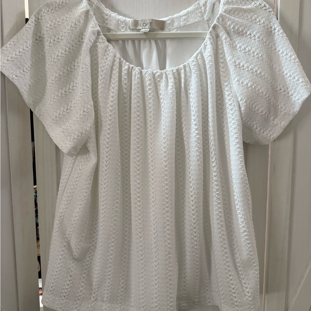 LOFT Ivory Textured Blouse